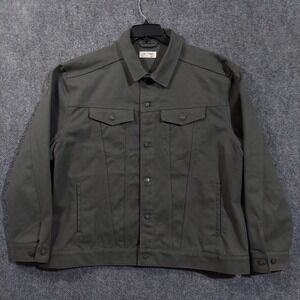 Line of Trade Jacket Mens 3XL Olive‎ Green Cotton Trucker Button Front Pockets
